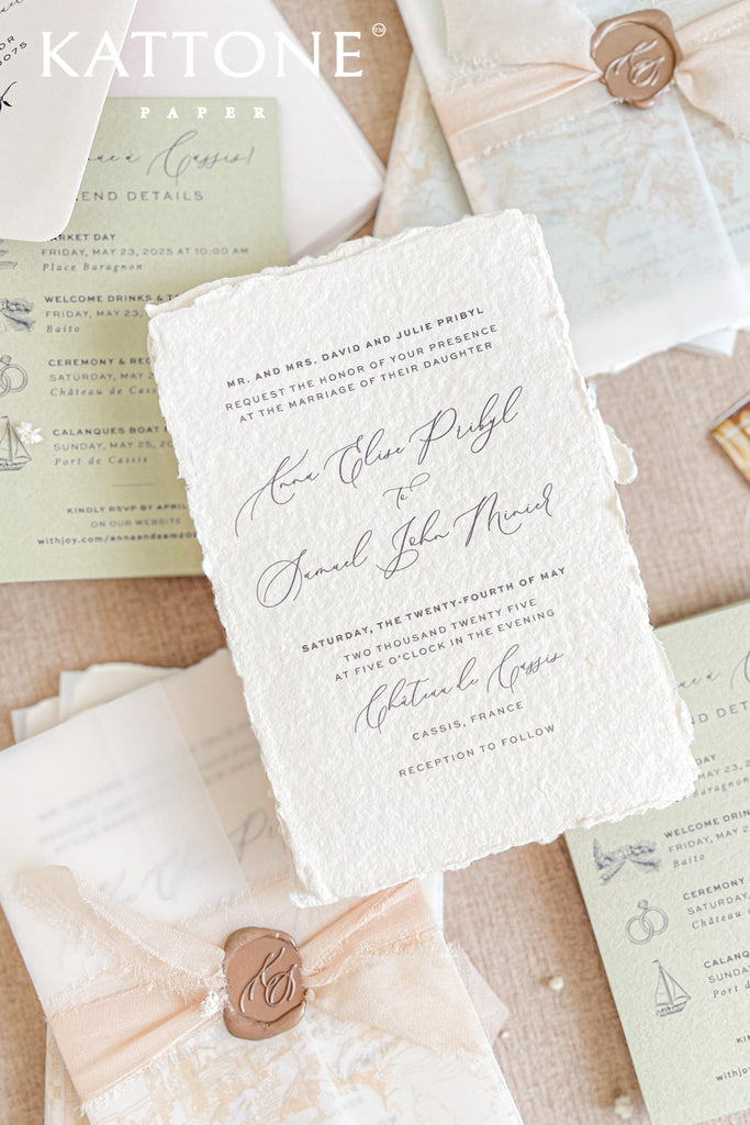 Kaeli Handmade Paper Wedding Invitation Suite