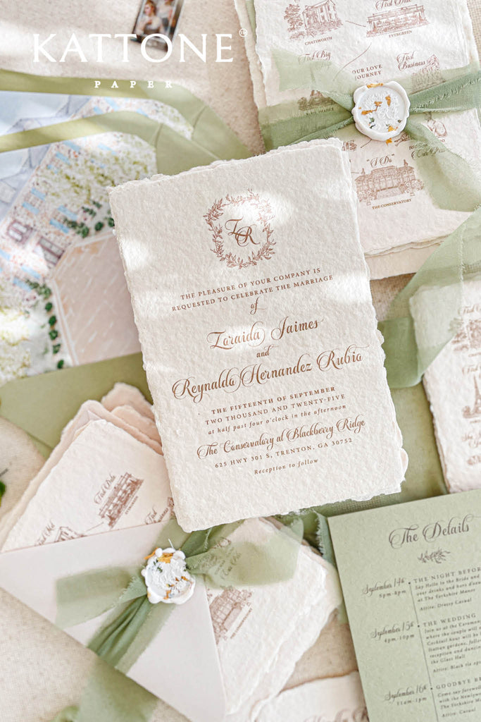 Victoria Handmade Paper Wedding Invitation Suite