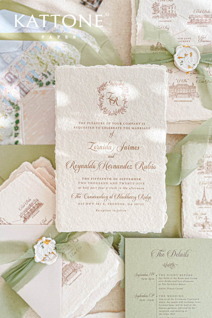 Victoria Handmade Paper Wedding Invitation Suite