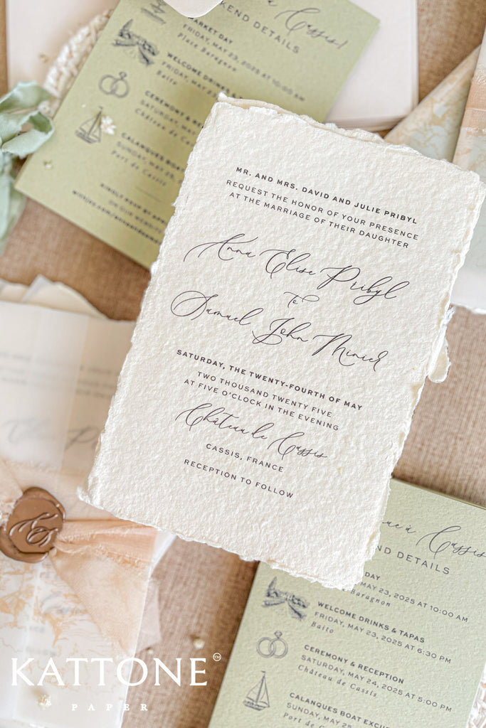 Kaeli Handmade Paper Wedding Invitation Suite