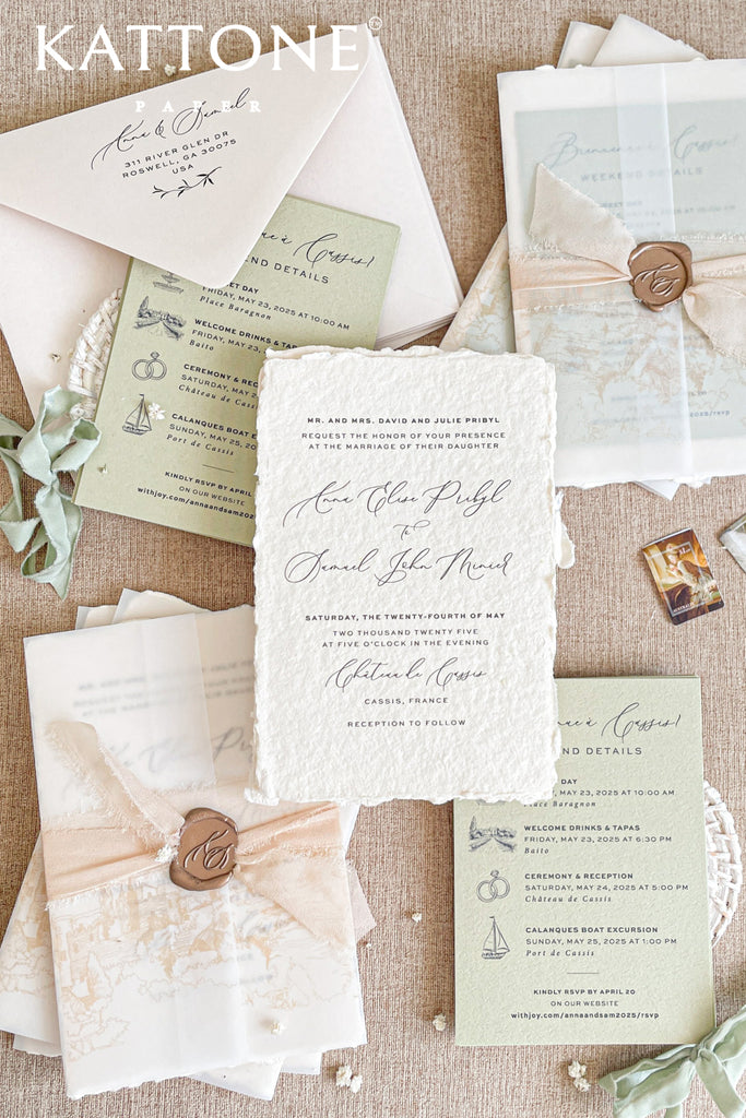 Kaeli Handmade Paper Wedding Invitation Suite