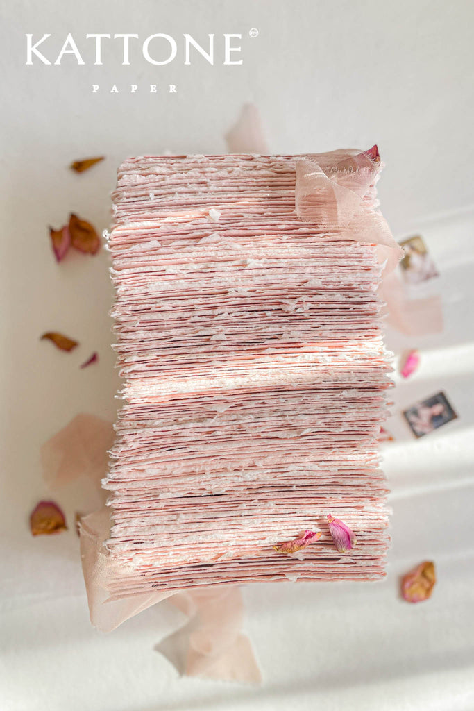 Honey Colored Handmade Paper Wedding Invitations