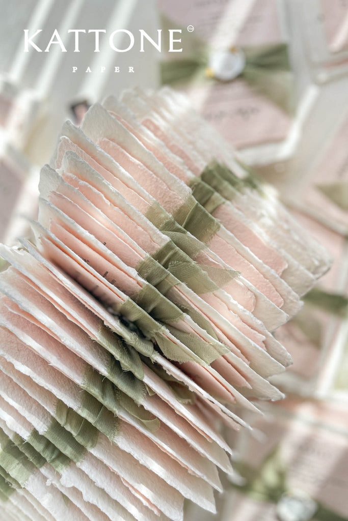 Honey Colored Handmade Paper Wedding Invitations