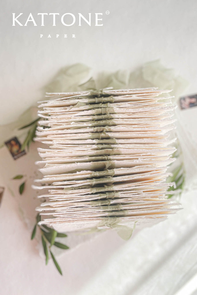 Honey Colored Handmade Paper Wedding Invitations