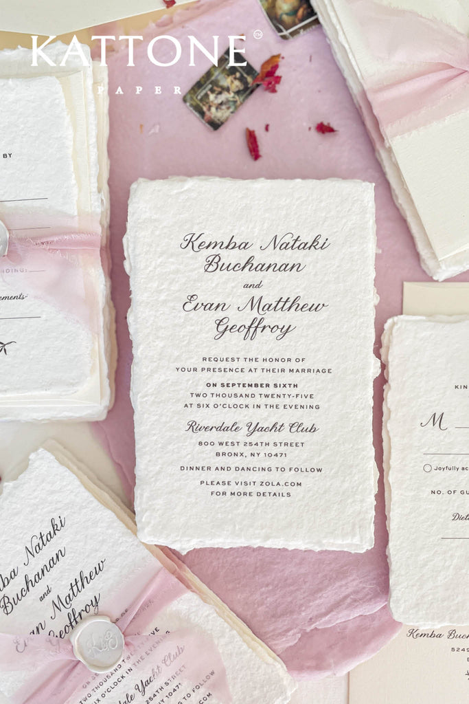 Isabeau Handmade Paper Wedding Invitation Suite