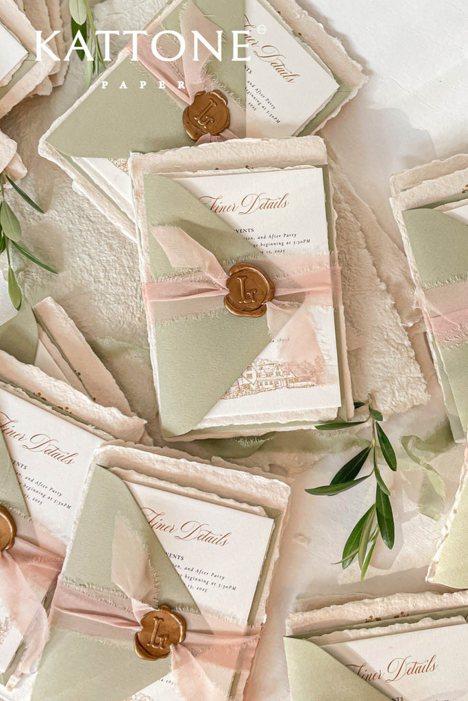 Kiko Monogram Handmade Paper Wedding Invitations