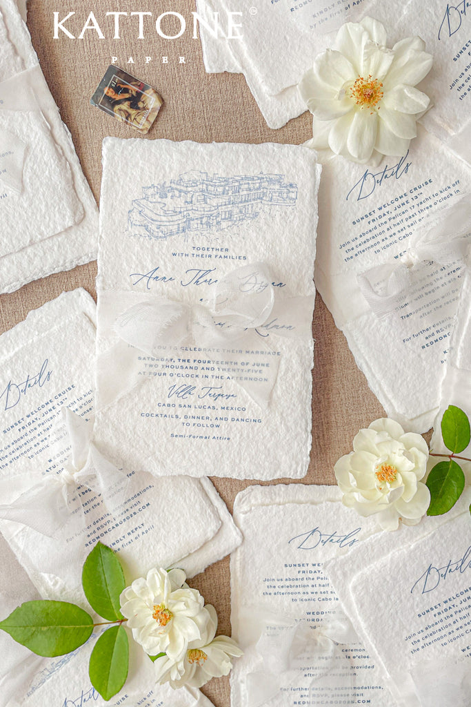 Priscilla Handmade Paper Wedding Invitation Suite