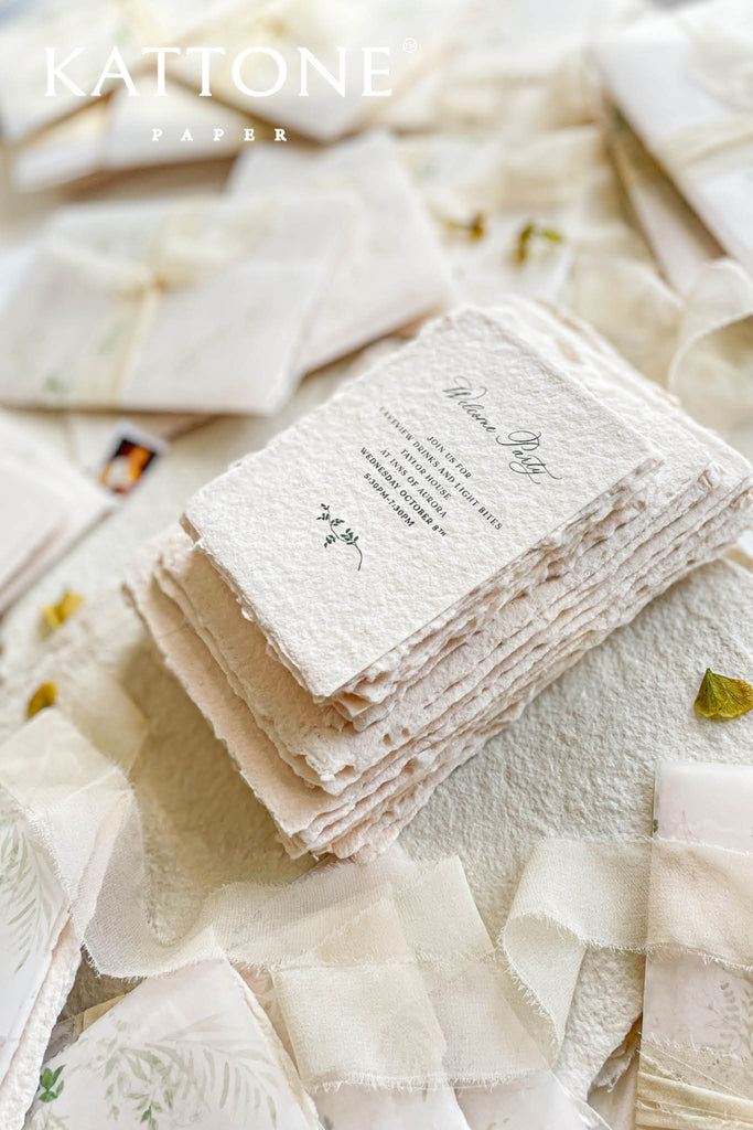 Peony Handmade Paper Wedding Invitation Suite