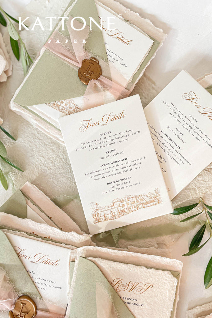 Kiko Monogram Handmade Paper Wedding Invitations