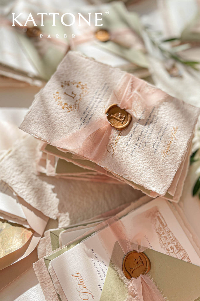 Kiko Monogram Handmade Paper Wedding Invitations