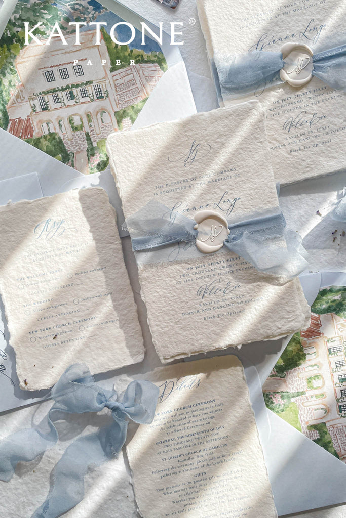 Beryl Handmade Paper Wedding Invitation Suite