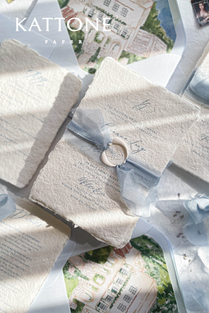 Beryl Handmade Paper Wedding Invitation Suite