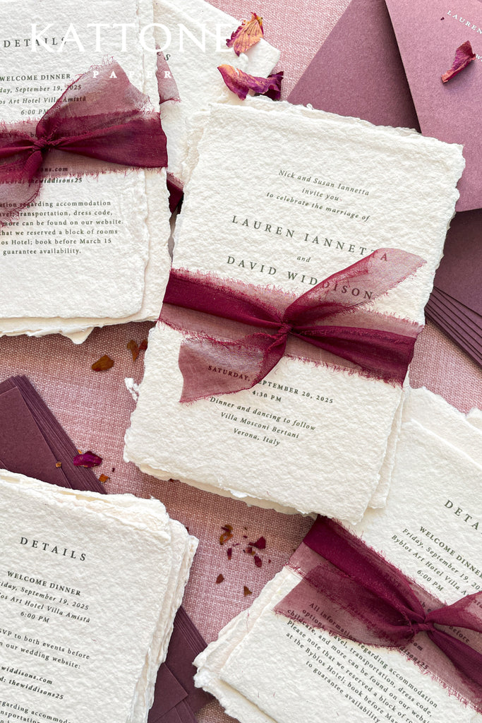 Haven Handmade Paper Wedding Invitation Suite