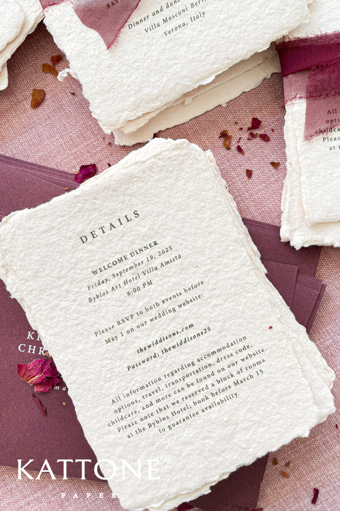 Haven Handmade Paper Wedding Invitation Suite