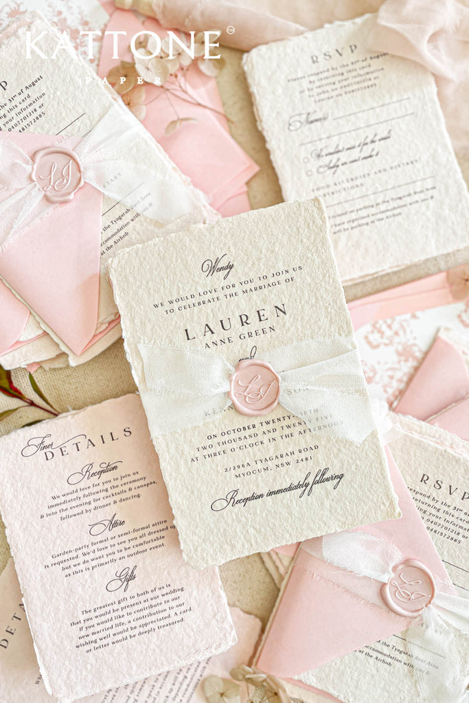 Ivy Handmade Paper Wedding Invitation Suite