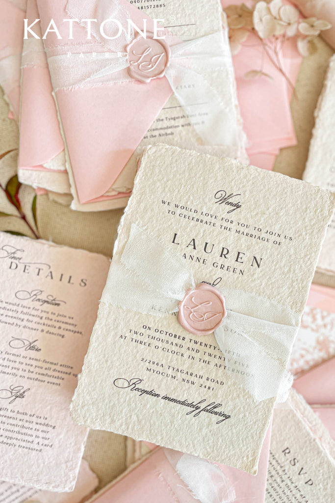 Ivy Handmade Paper Wedding Invitation Suite