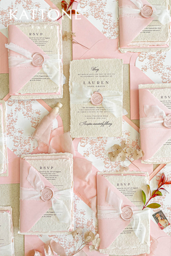 Ivy Handmade Paper Wedding Invitation Suite