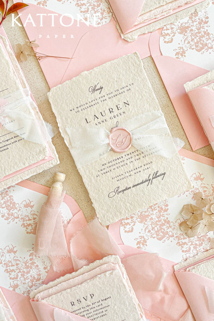 Ivy Handmade Paper Wedding Invitation Suite