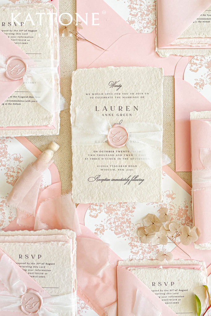 Ivy Handmade Paper Wedding Invitation Suite