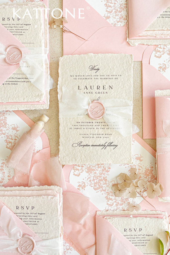 Ivy Handmade Paper Wedding Invitation Suite