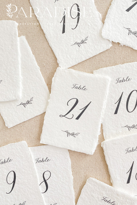 Made with premium cotton paper and finished with naturally torn deckle edges, these handmade table numbers bring a refined, organic touch to your wedding décor. The clean black typography offers timeless simplicity, while the delicate botanical artwork adds a subtle fine-art detail. Perfect for romantic, modern, or nature-inspired celebrations, this design elevates each table with understated sophistication.