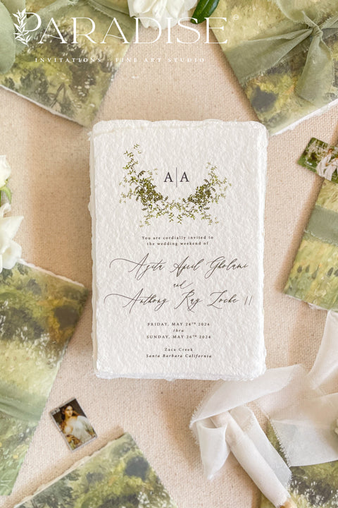 Celebrate your love surrounded by nature’s beauty with these handmade watercolor wreath wedding invitations, designed for couples who adore elegant simplicity and organic charm. Each invitation features a delicately painted botanical wreath, capturing soft watercolor greenery, leaves, and florals - the perfect prelude to your romantic garden or outdoor celebration.