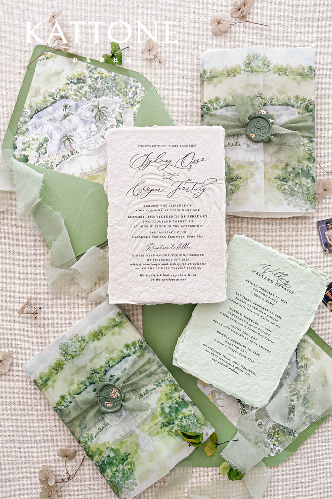 Opaline Handmade Paper Wedding Invitations