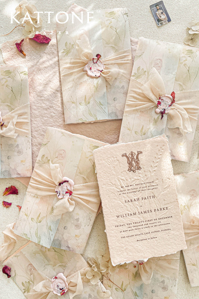Maya Handmade Paper Wedding Invitation Suite