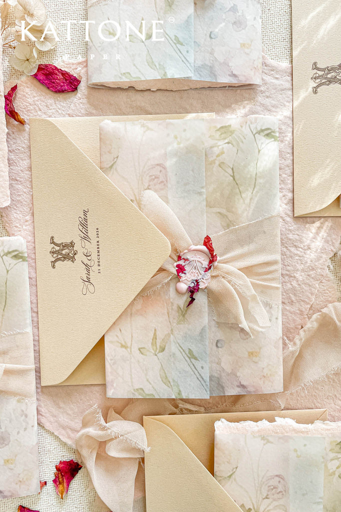 Maya Handmade Paper Wedding Invitation Suite