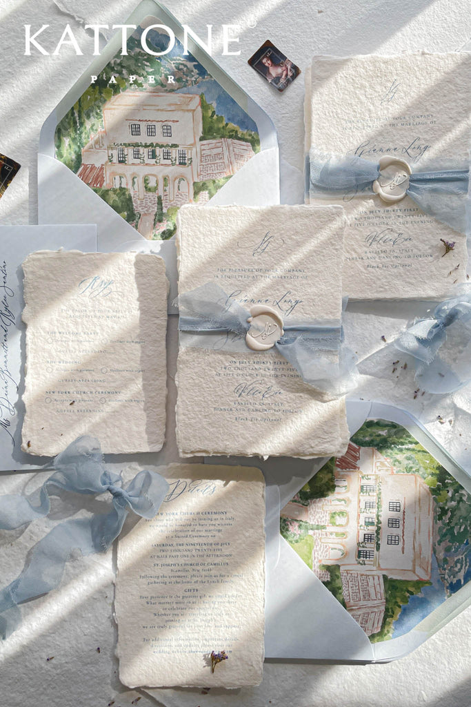 Beryl Handmade Paper Wedding Invitation Suite