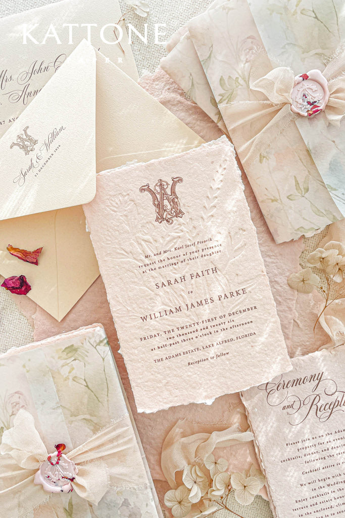 Maya Handmade Paper Wedding Invitation Suite