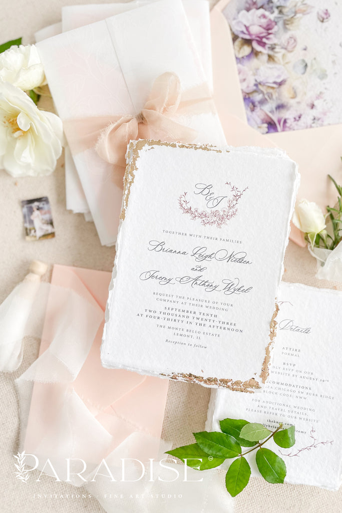 Anastasia Golden Leaf Wedding Invitation Sets