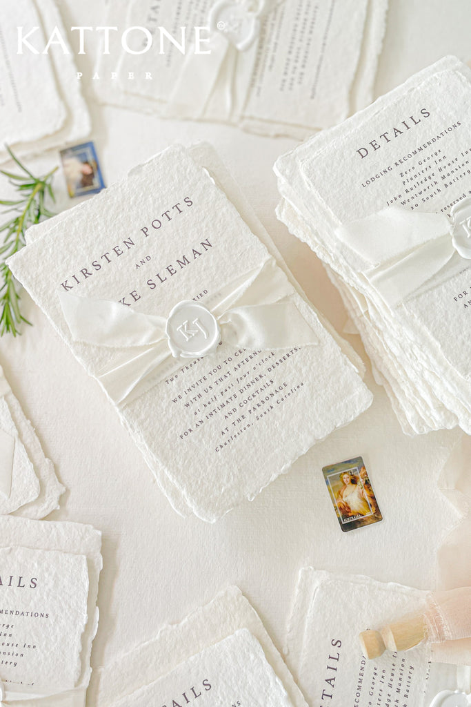 Eviana Handmade Paper Wedding Invitation Suite