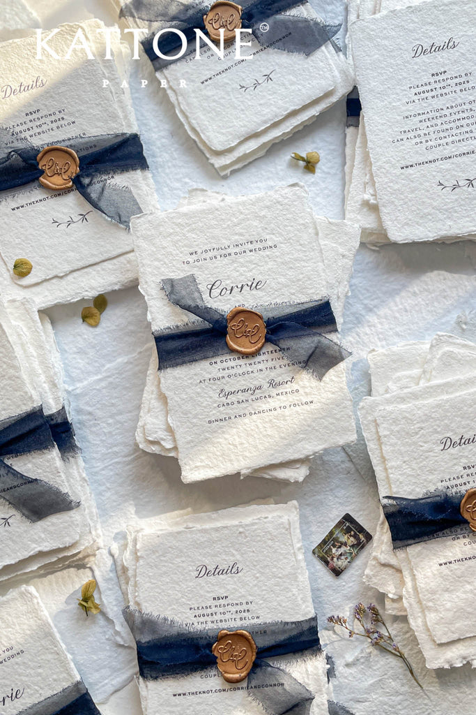 Casiane Handmade Paper Wedding Invitation Suite