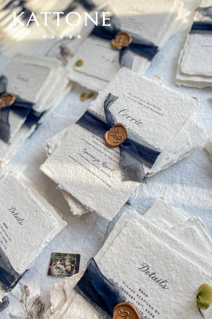 Casiane Handmade Paper Wedding Invitation Suite
