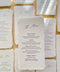 Elevate your tablescape with our handmade paper wedding menus, meticulously crafted from luxury cotton paper with naturally torn deckled edges. Each piece exudes timeless refinement - perfect for romantic, fine-art, or destination weddings. Featuring minimalist typography and soft organic texture, these menus create a cohesive, elegant setting that beautifully complements your stationery suite and enhances your guests’ dining experience.