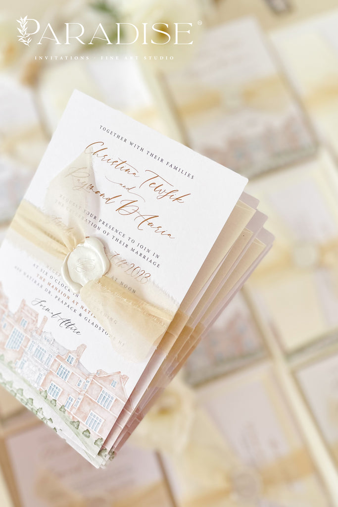 Kristiana Watercolor Wedding Venue Wedding Invitations