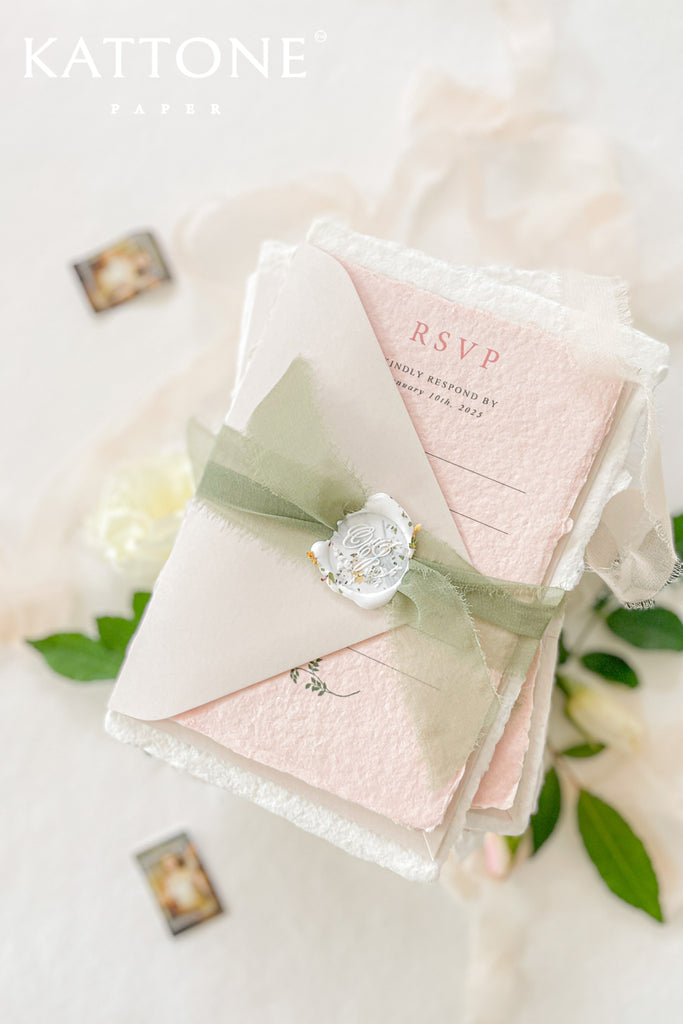 Lillia Monogram Handmade Paper Wedding Invitation Suite
