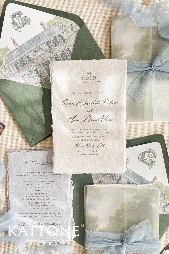 Everly Handmade Paper Wedding Invitation Suite