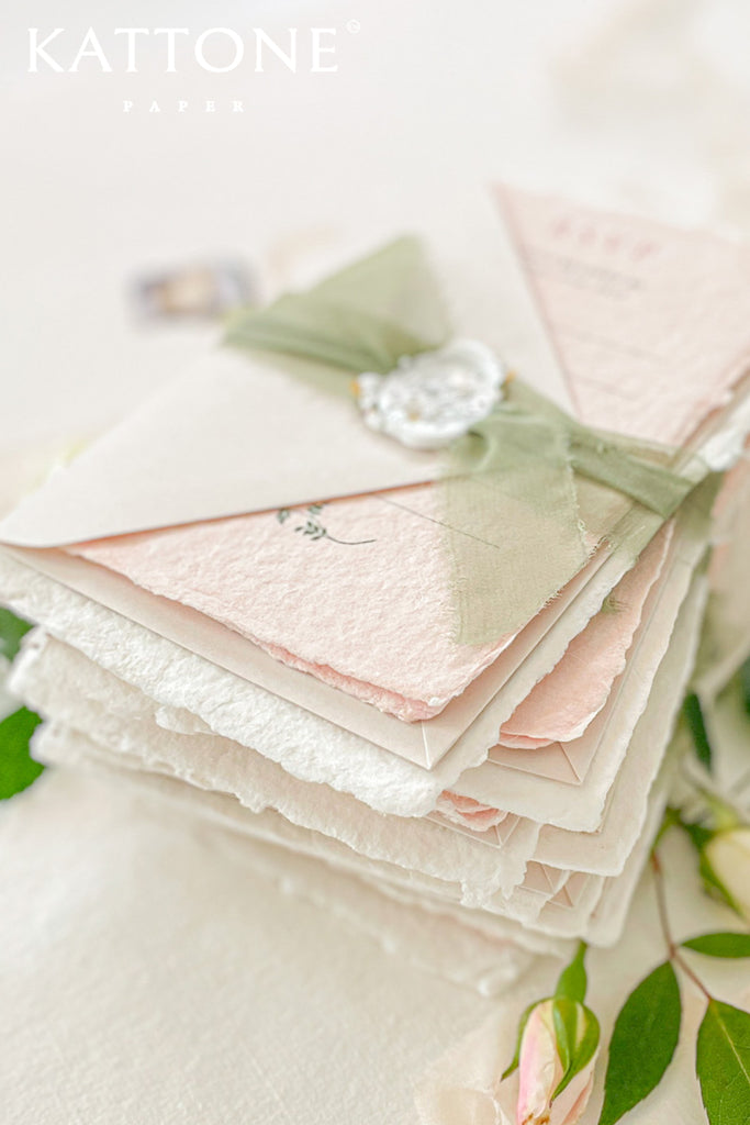 Lillia Monogram Handmade Paper Wedding Invitation Suite