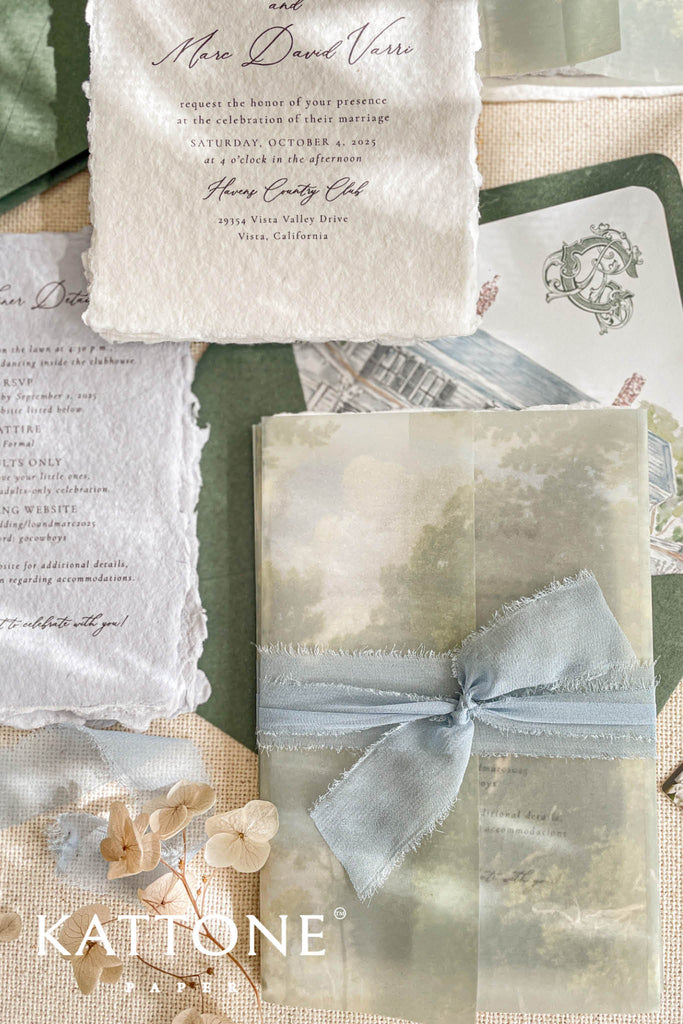 Everly Handmade Paper Wedding Invitation Suite