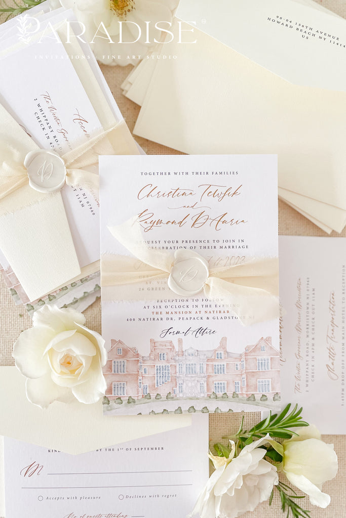 Kristiana Watercolor Wedding Venue Wedding Invitations