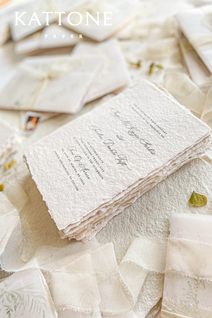 Peony Handmade Paper Wedding Invitation Suite