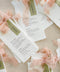 Add elegance and personalization to your tables with our handmade paper menus with name tags, crafted from luxury cotton paper with naturally deckled edges. Each menu features a custom guest name tag tied with a soft blush chiffon ribbon, blending artistry and function. Perfect for romantic, garden, or fine-art weddings, these menus double as place cards - creating a cohesive, bespoke dining experience.