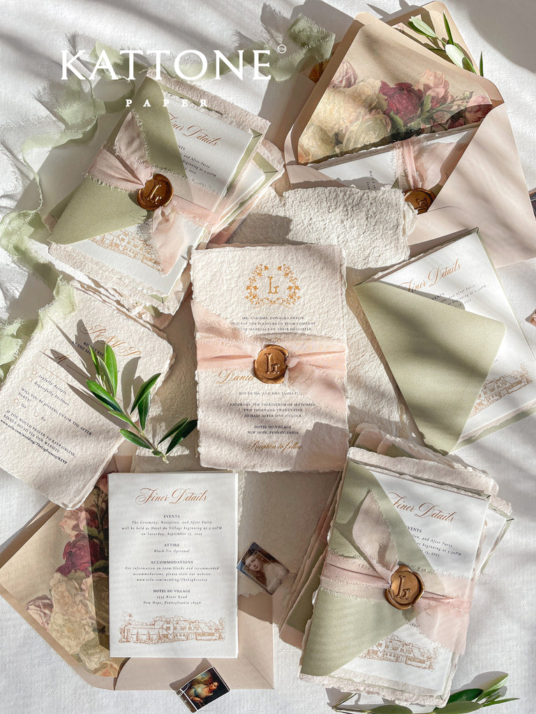 Kiko Monogram Handmade Paper Wedding Invitations