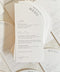 Make a statement with our modern half arch wedding menus, crafted on luxurious textured cardstock with refined typography. These sculptural menus blend minimalist design and organic curves, bringing sophistication and balance to your table styling. Ideal for fine-art, modern, and romantic weddings, they complement any elegant tablescape with effortless charm.