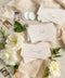 Elevate your event with our handmade paper place cards, crafted from luxurious cotton rag paper and finished with naturally torn deckled edges. Each name tag features elegant calligraphy and a soft fine-art aesthetic, making them ideal for weddings, intimate dinners, bridal showers, and high-end celebrations. These artisan-crafted cards bring refined texture, timeless charm, and a beautifully romantic look to any tablescape.