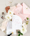 Delicate and feminine yet strikingly contemporary, this half arch wedding invitation suite sets the tone for an unforgettable celebration. Its clean layout and romantic blush palette create a dreamy first impression - perfect for modern romantic weddings, fine art garden ceremonies, or destination celebrations. Crafted on luxury fine art cardstock, each piece feels smooth, substantial, and designed to impress. Paired with blush envelopes, matching calligraphy, and rose gold wax seals.