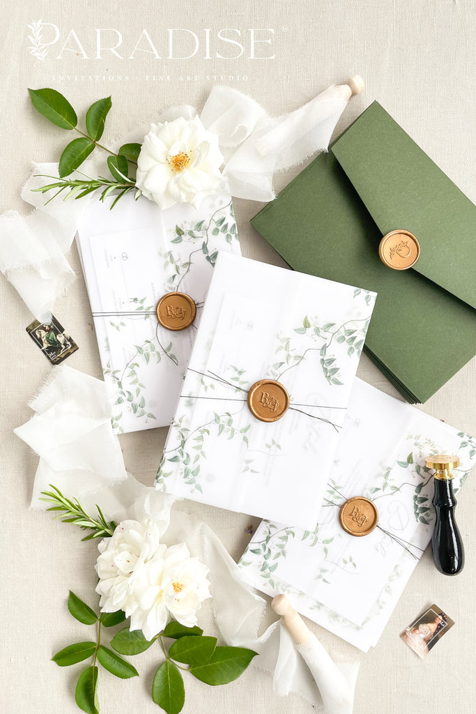 Eleta Watercolor Greenery Wedding Invitations