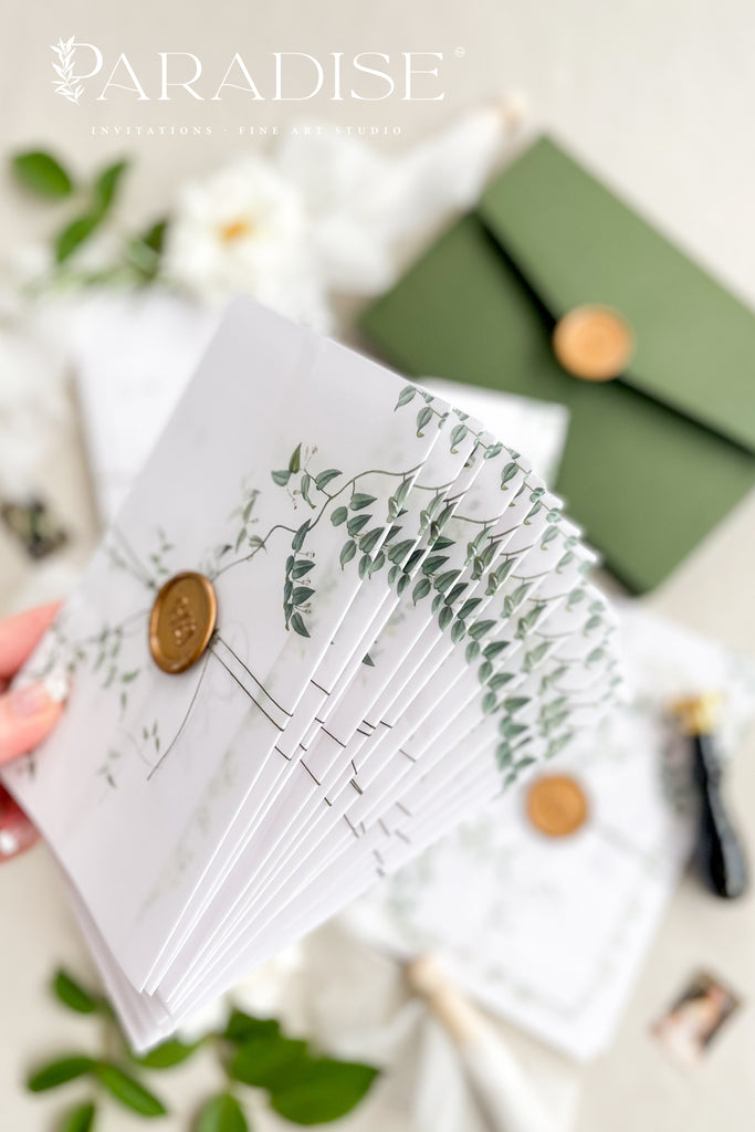 Eleta Watercolor Greenery Wedding Invitations